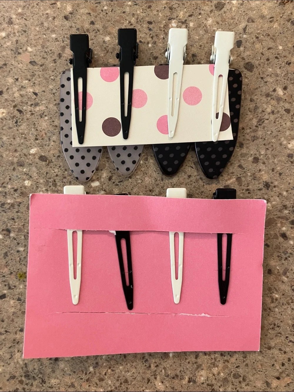 Polka Dot Snap Hair Clips for Kids - Pink & Black